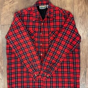 Vintage Red Plaid Flannel Lined Oversized Jacket